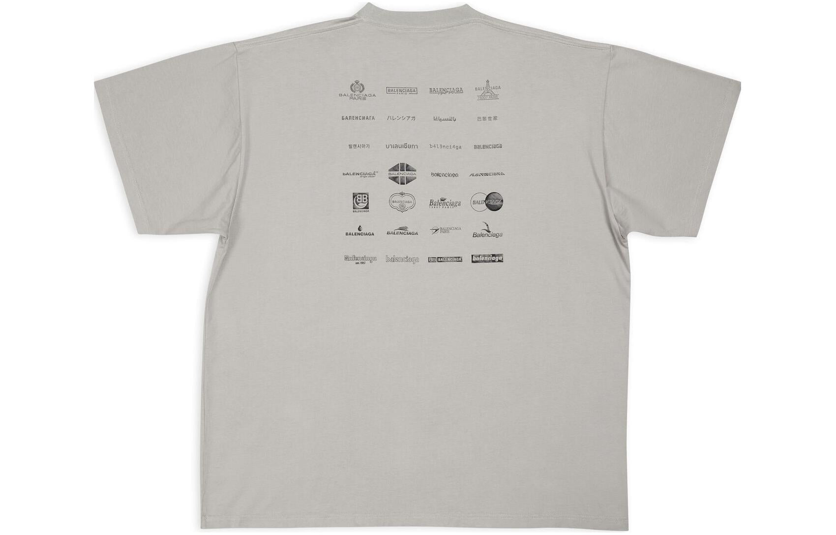 Balenciaga Archives Logos T-Shirt Oversized 'Light Grey' 712398TNVQ71342