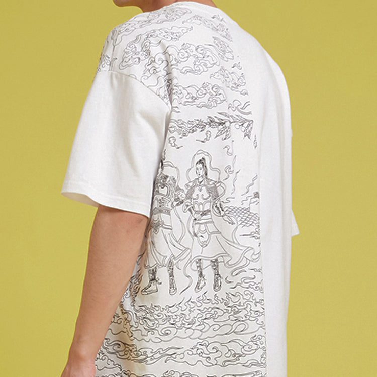 Men's Converse Flame Pattern Logo Casual Short Sleeve White 10021405-102