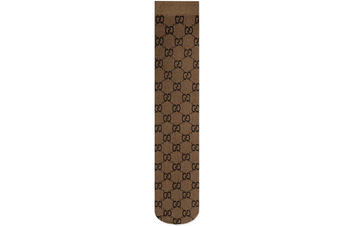 (WMNS) Gucci GG Pattern Socks 'Beige Dark Brown' 601938-3GE75-9764
