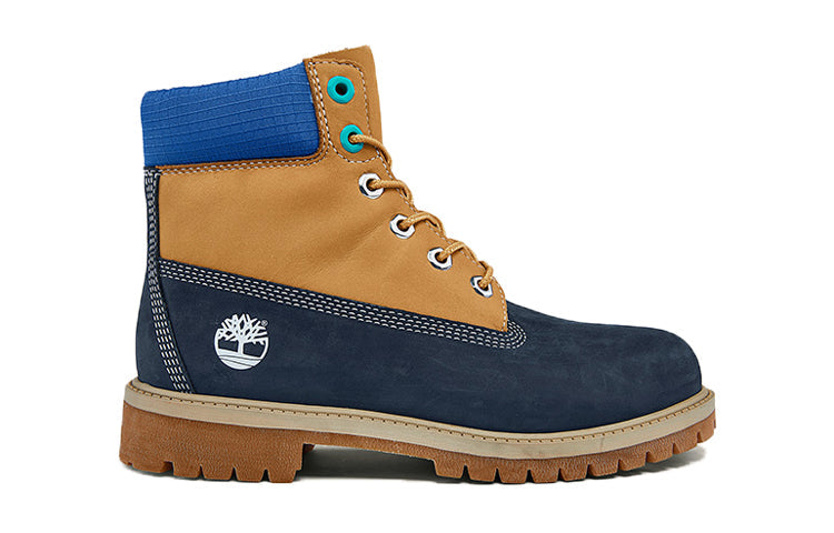 (GS) Timberland Premium 6 Inch Waterproof Boots 'Wheat Blue Navy' A2F3U