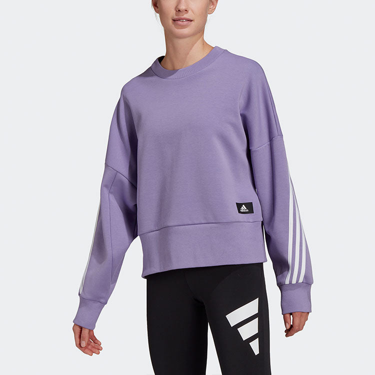 (WMNS) adidas Fi 3s Crew Stripe Sports Round Neck Pullover Long Sleeves Hoodie Purple HC1640