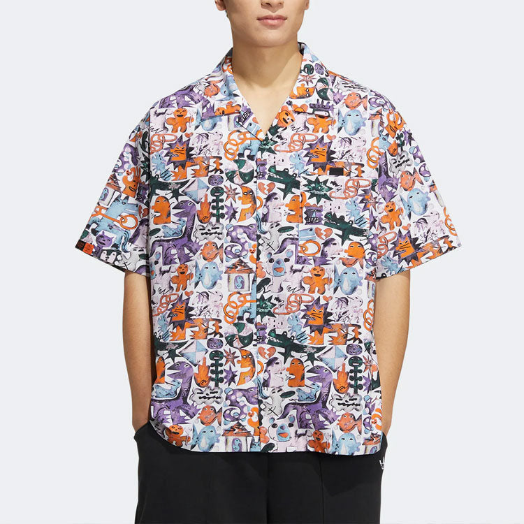 adidas originals KT CO AOP SHIRT Athleisure Casual Sports Short Sleeve Couple Style Printing HR6458