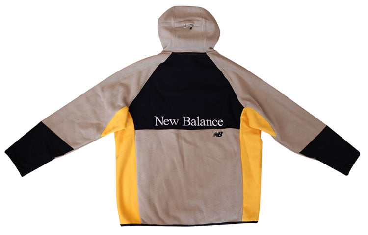 New Balance Polar Fleece Hooded Cardigan Colorblock Athleisure Casual Sports Jacket Khaki MD943011-BEI
