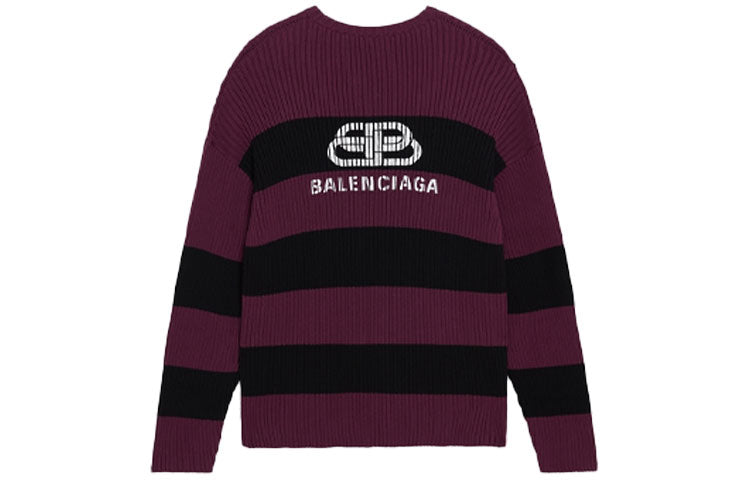 Balenciaga Border BB Knit Sweater 'Purple Black' 608760T31621087