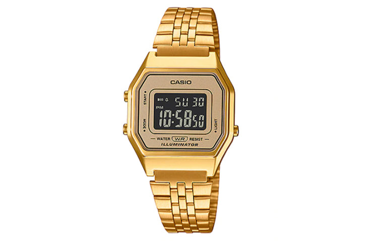 CASIO Classical Vintage Square Waterproof Unisex Mens Gold Digital LA680WGA-9B