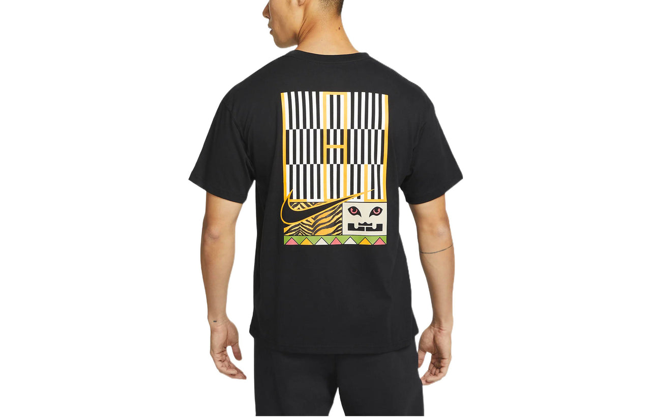 Nike Back Stripe Pattern Printing Basketball Round Neck Casual Short Sleeve Black DQ1882-010