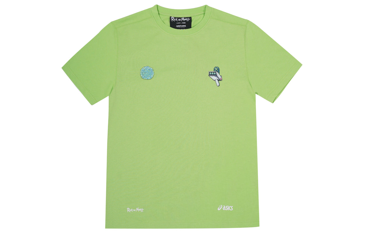 ASICS x Rick and Morty Crossover Retro Cartoon Printing Casual Round Neck Short Sleeve Couple Style Green 2203A018-300