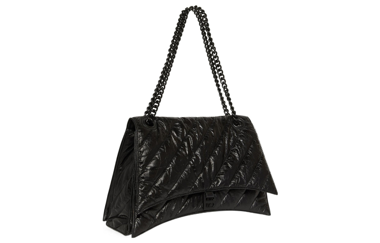 (WMNS) Balenciaga Crush Large Chain Bag Quilted 'Black' 716332210IY1000