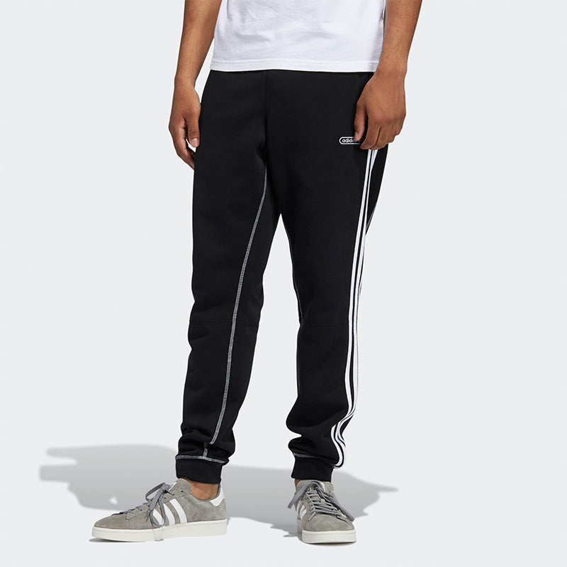 adidas originals Cntrst Stitch S Contrasting Colors Fleece Lined Stay Warm Bundle Feet Sports Pants Black GN3888