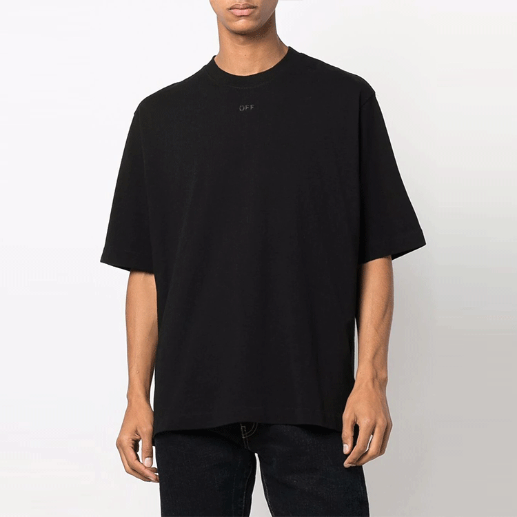 Off-White FW21 Arrow Logo Pattern Round Neck Short Sleeve Ordinary Version Black OMAA119F21JER0121010