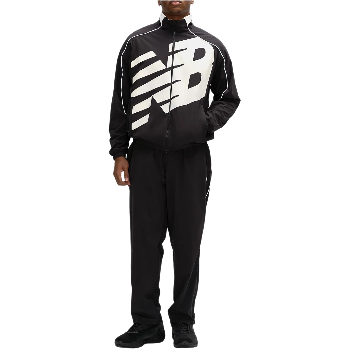 New Balance Basketball Oversized Print Woven Jacket 'Black' MJ61X398-BK