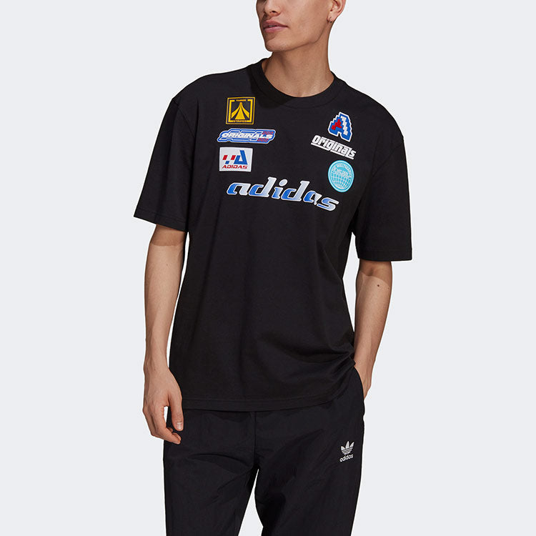 adidas originals MENS TGP SS Moto Cross-country Printed Sports Short Sleeve Black HA4743