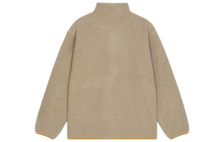 New Balance Contrasting Colors Knit Suede Sports Stand Collar Logo Jacket Couple Style Khaki AMJ13346-DWW