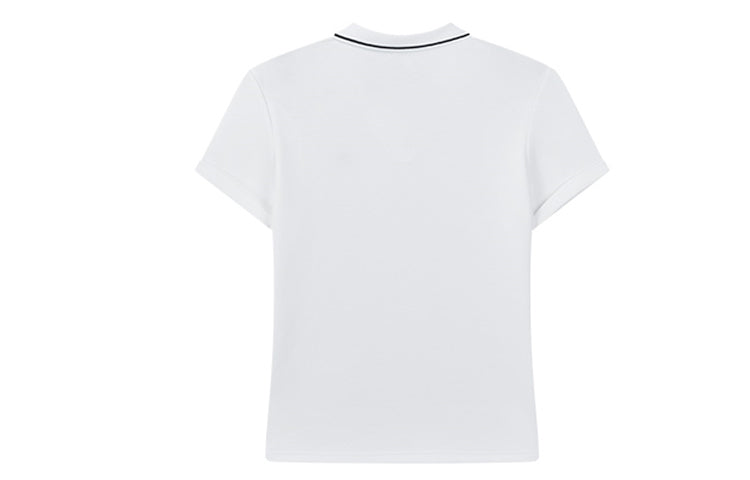 (WMNS) FILA Embroidered Logo V neck Short Sleeve Polo Shirt White F61W028104F-WT