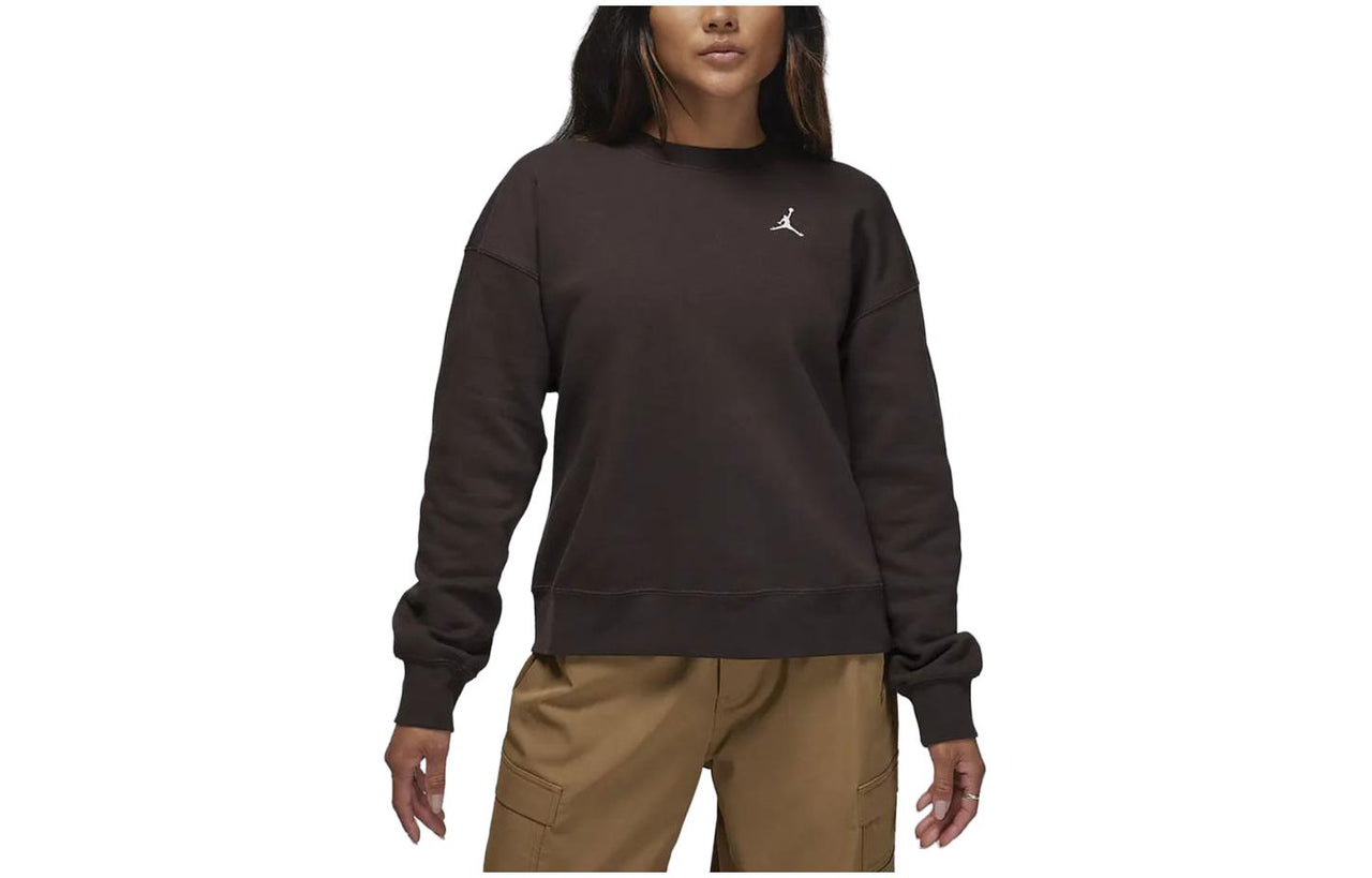 (WMNS) Air Jordan Brooklyn Fleece Crewneck Sweatshirt Asia Sizing 'Brown' FN4492-220