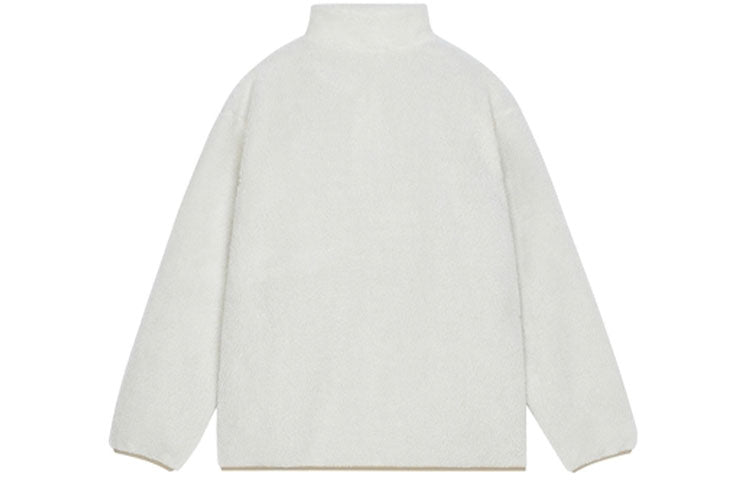 New Balance Contrasting Colors Knit Suede Sports Stand Collar Logo Lamb's Wool Jacket White AMJ13346-MLT