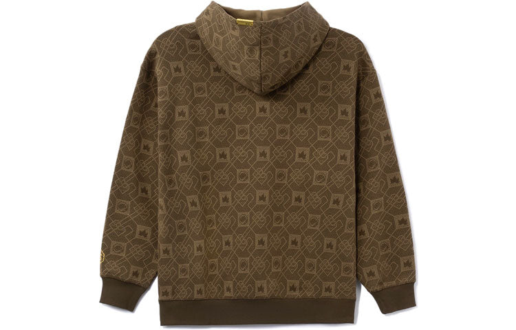 Li-Ning BAD FIVE Series Loose Full Print Pullover Hoodie 'Brown' AWDRE21-2
