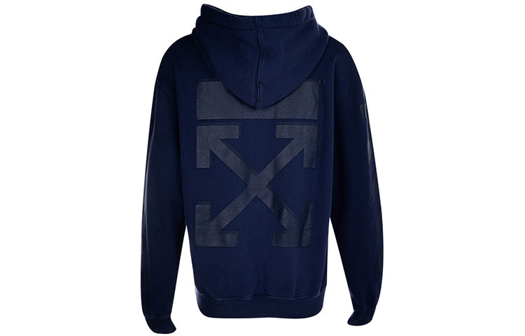 (WMNS) Off-White Hooded Cotton Blue Hoodie OWBB032E19F300963232