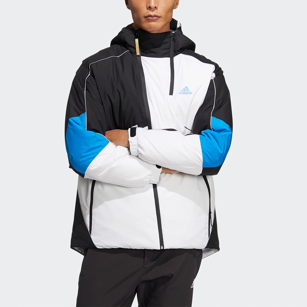 adidas Winter Down Jkt Colorblock Splicing Sports hooded With Down Feather Jacket White HC0280