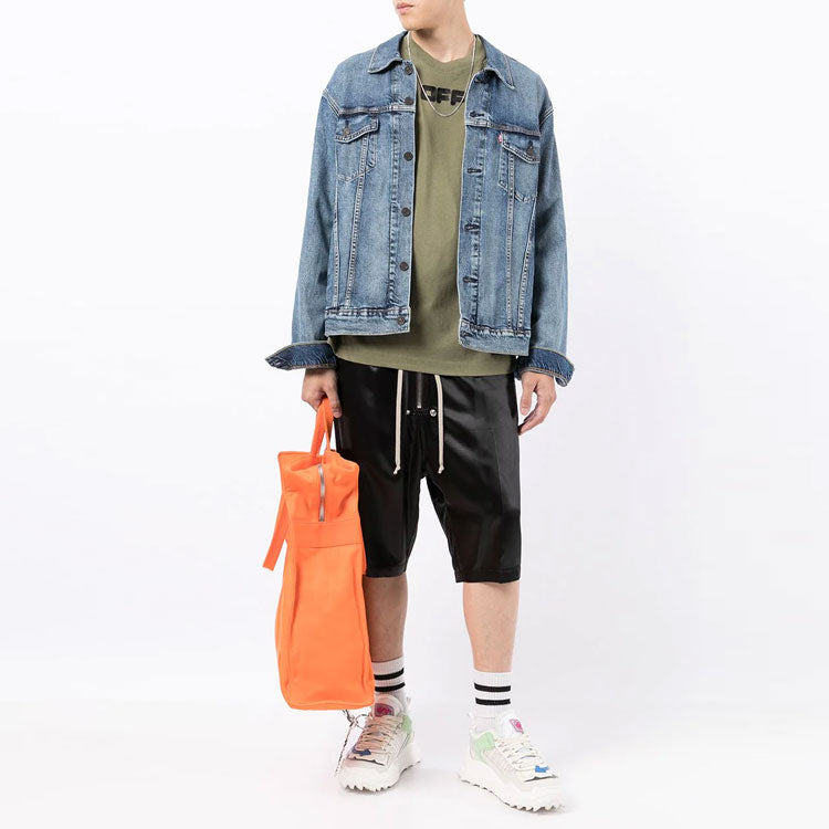 Men's Off-White FW21 Logo Printing Long Sleeves Loose Fit Green OMAB064F21JER0055510