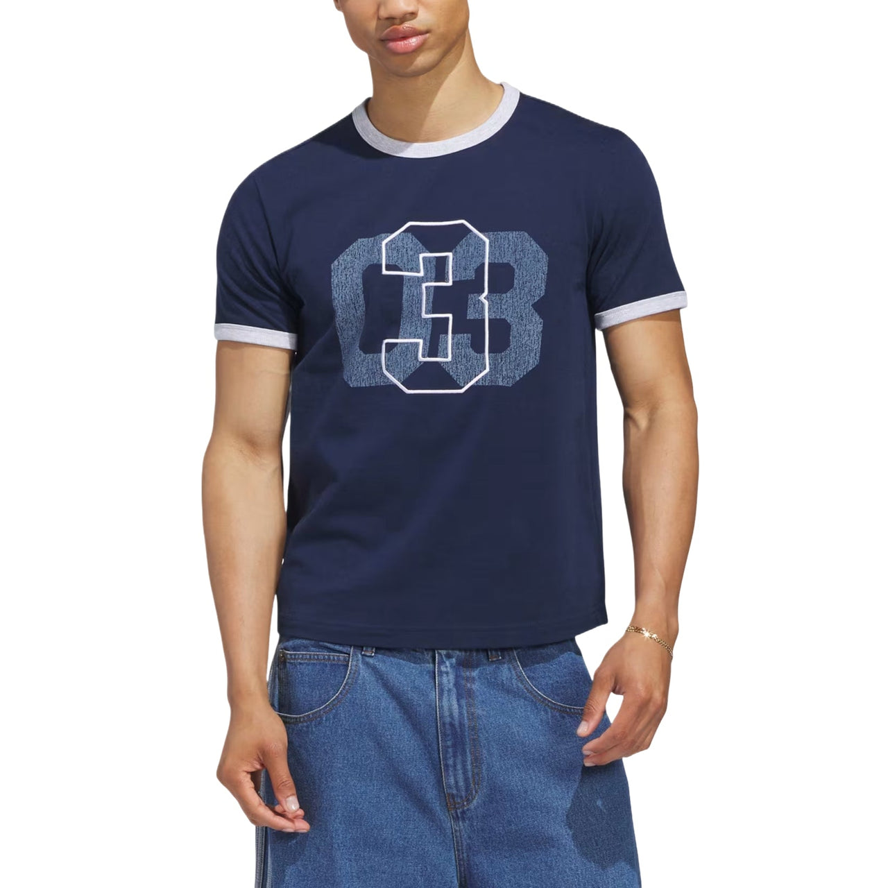 adidas Trefoil Ringer T-Shirt Asia Sizing 'Night Indigo' KT7867