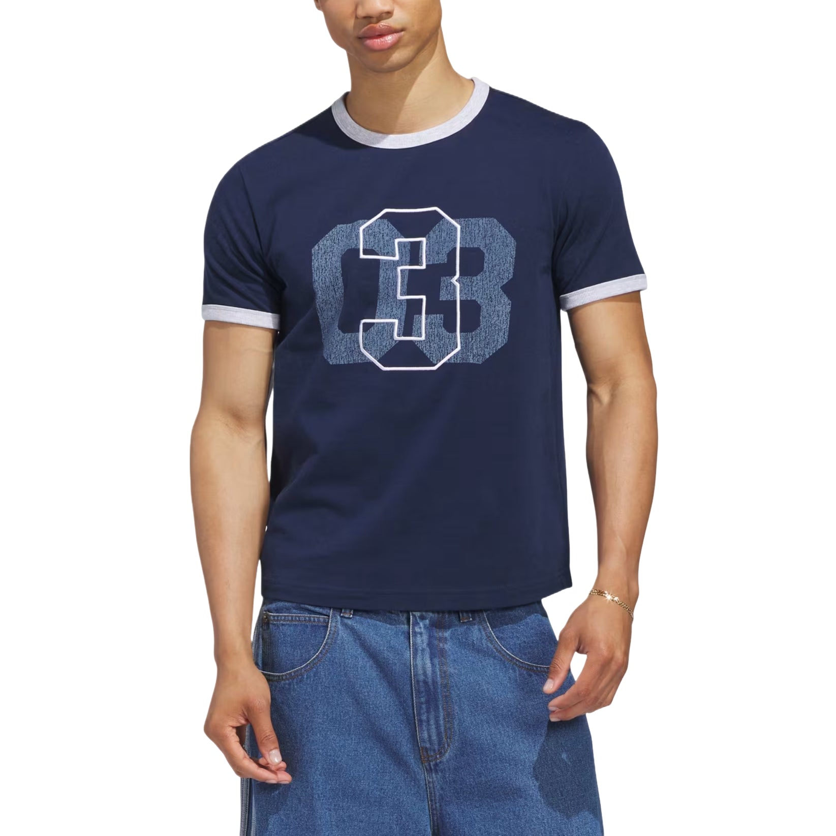 adidas Trefoil Ringer T-Shirt Asia Sizing 'Night Indigo' KT7867