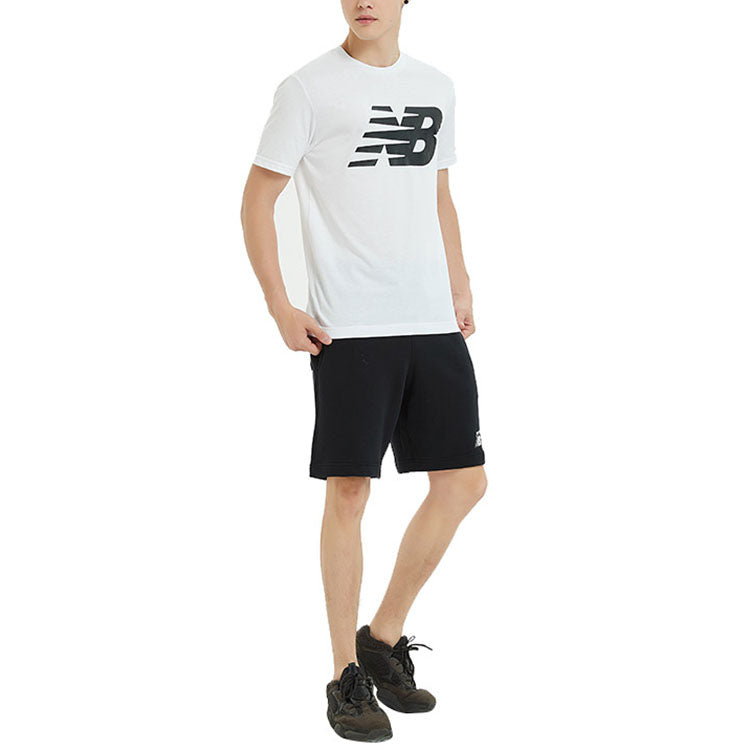New Balance Men's New Balance Knit Breathable Athleisure Casual Sports LOGO Printing Short Sleeve White MT91923-WT