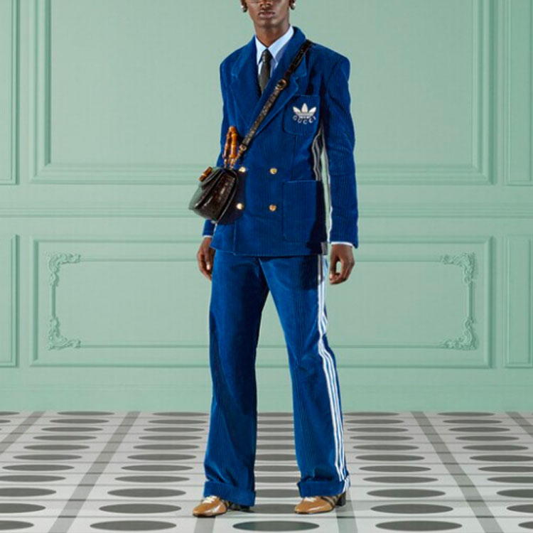 Gucci x adidas Corduroy Trousers With Horsebit In Blue 696656-Z8A36-4593