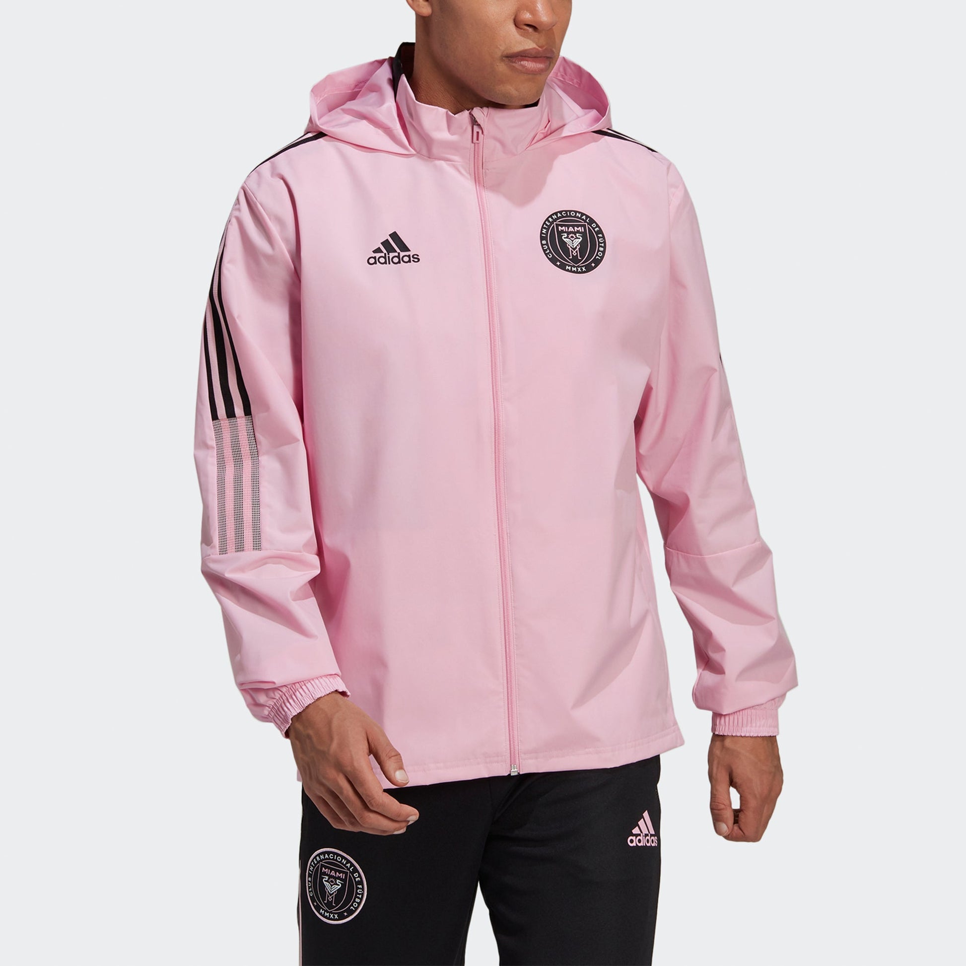 adidas Imcf Aw Jkt Miami International Team Logo Woven Soccer/Football Sports Hooded Jacket Pink GK9752