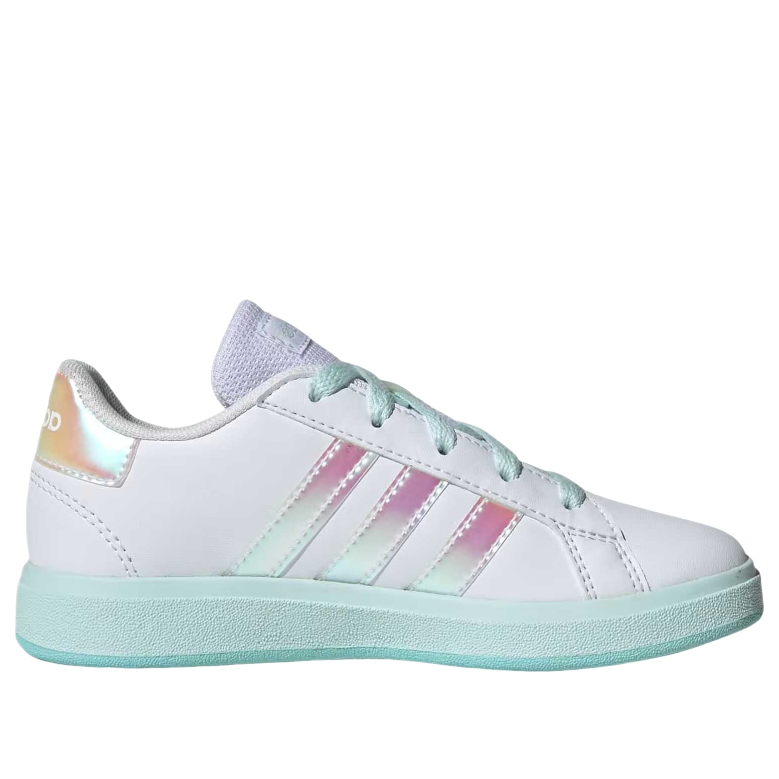 (GS) Grand Court Lifestyle Lace Tennis Shoes 'Cloud White Flash Aqua Halo Mint' JR6097
