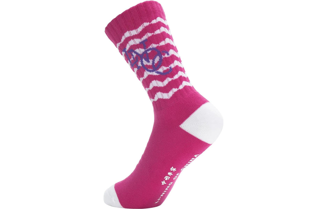 Li-Ning Logo Mid Cut Socks 'Pink White' AWLT045-2