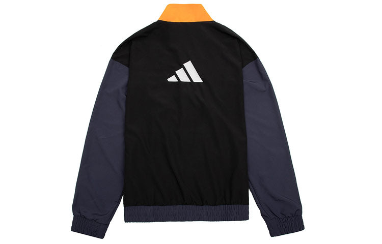 adidas Bb Snap Jkt Athleisure Casual Sports Breathable Contrasting Colors Knit Stand Collar Jacket Black H58333