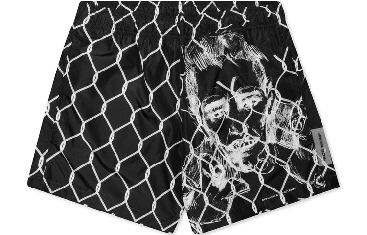 Off-White Portrait Printing Shorts Black White OMFA003S20H490331001