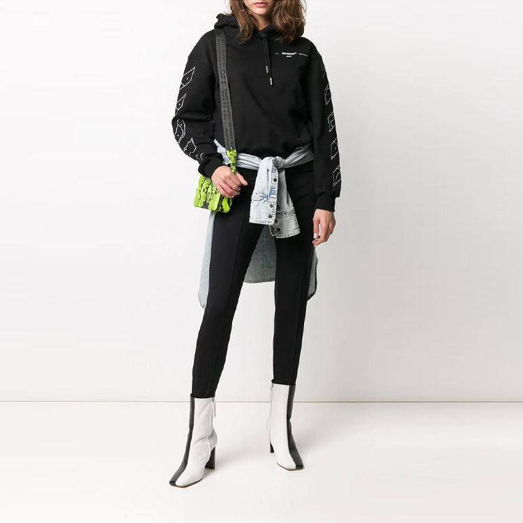 (WMNS) Off-White Pattern Printing Hoodie Loose Fit Black OWBB032S20FLE0031001