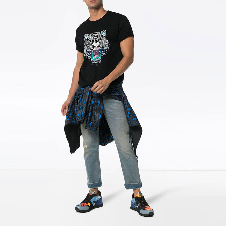 Men's KENZO SS21 Pattern Round Neck Short Sleeve Black F865TS0504YA-99