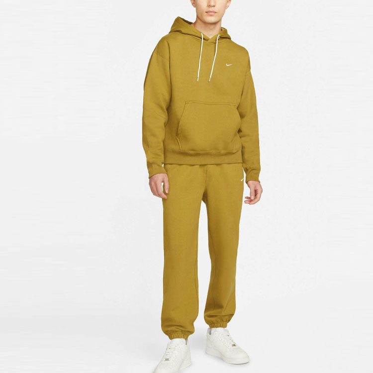 Men's Nike Small Logo Embroidered Solid Color Pullover Long Sleeves Hooded Sports Yellow CV0552-318