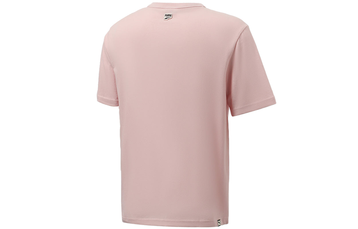 PUMA Funny Logo Printing Sports Round Neck Short Sleeve Pink Red 533042-36