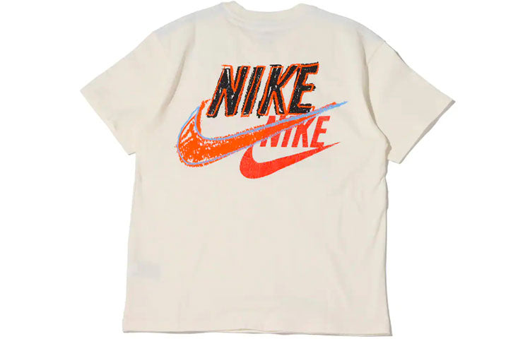 Nike Solid Color Large Logo Printing Breathable Short Sleeve White DO6369-133
