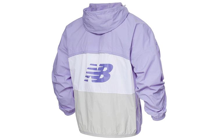 New Balance Logo Printing Colorblock Hooded Jacket Couple Style Purple 5AC19013-DV