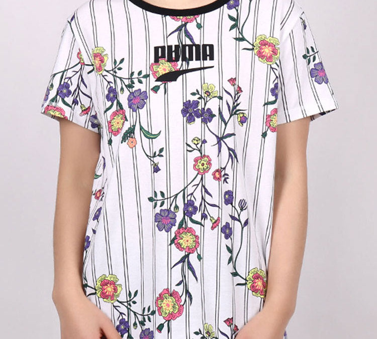 (WMNS) PUMA Logo Short Sleeve TEE White 597470-02
