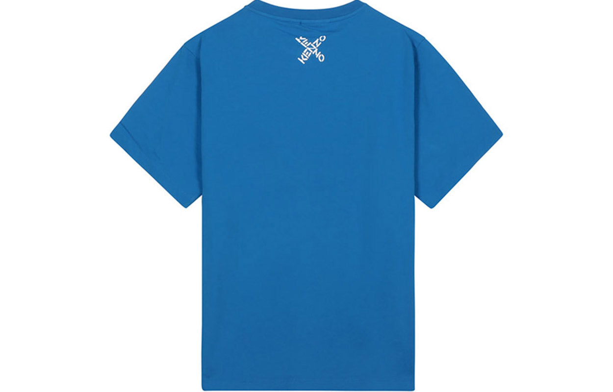 Men's KENZO SS21 Logo Alphabet Printing Short Sleeve Blue FA65TS5024SJ-69