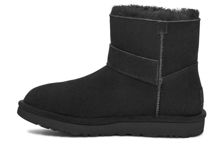 (WMNS) UGG Mini Bailey Graphic Logo Strap Boots 'Black' 1137073-BLK