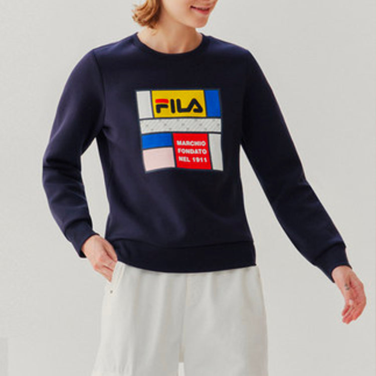 (WMNS) FILA Casual Printing logo Sports Hoodie Light Blue F11W048207F-NV