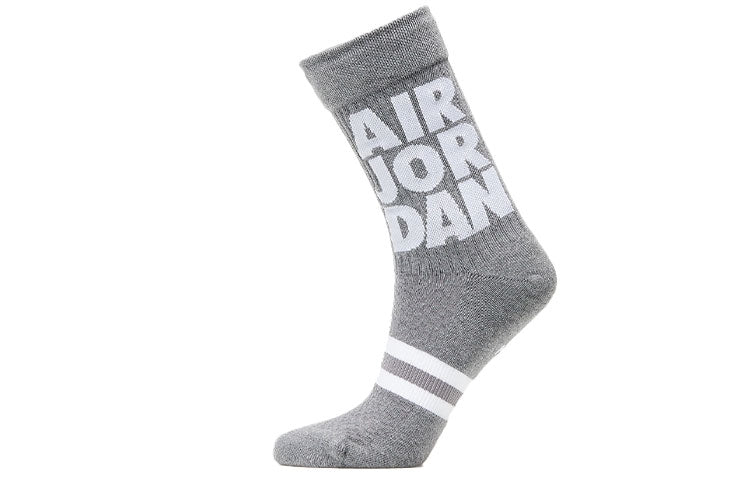 Air Jordan Legacy Crew Jmc Alphabet Athleisure Casual Sports Mid Calf Socks 2 Pairs Black / Gray CU7907-904