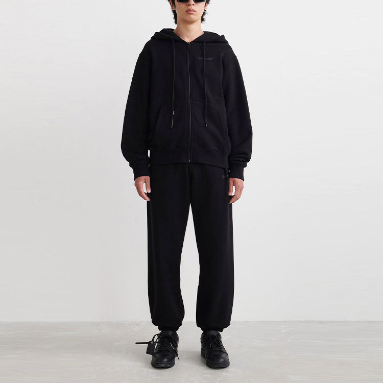Men's Off-White SS22 Printing Zipper Jacket Black OMBE013C99FLE0011010