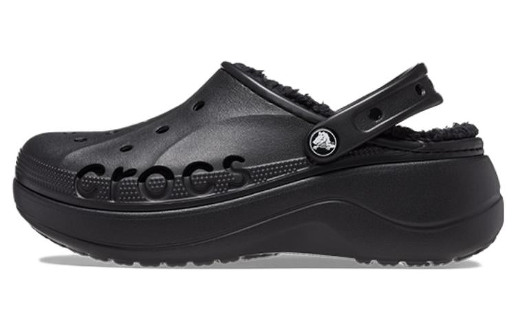 (WMNS) Crocs Baya Platform Lined Clog Sandals 'Black' 208708-001