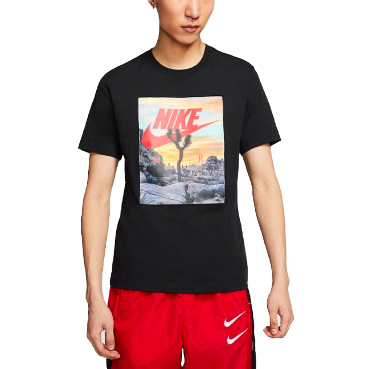 Nike Sportswear Printing Round Neck Short Sleeve Black DH0053-010