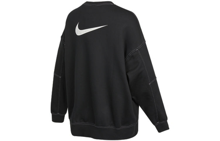 (WMNS) Nike Casual Sports Loose Round Neck Long Sleeves Black Hoodie DD5611-010