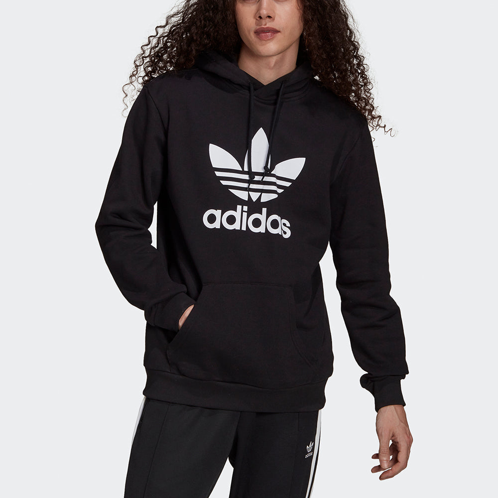 Men's adidas originals Trefoil Hoody Logo Printing Sports Pullover Black H06667