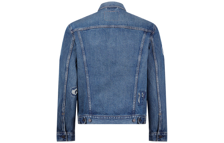 Levis Holes Lapel Denim Jacket For Men Blue 72334-0554
